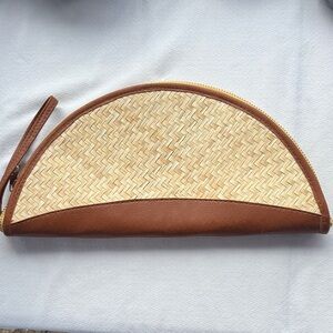 Brown and Tan Woven Clutch